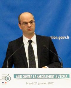 Jean Michel Blanquer lors du lancement de la campagne Agir contre le harcèlement à l'école (photo Quentin Duverger)