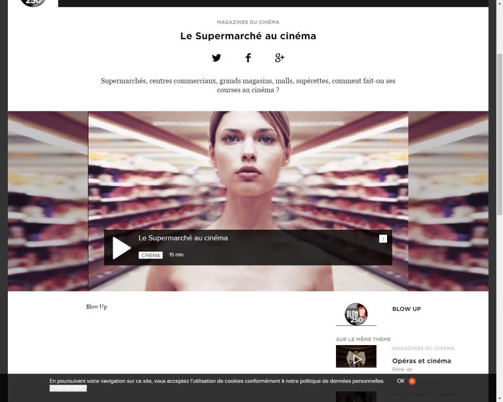 Capture écran site Blow Up - Le supermarché au cinéma