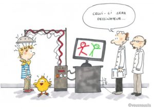 Dessin de Jack Koch / Intelligence artificielle : bientôt Minority Report à l’école ?