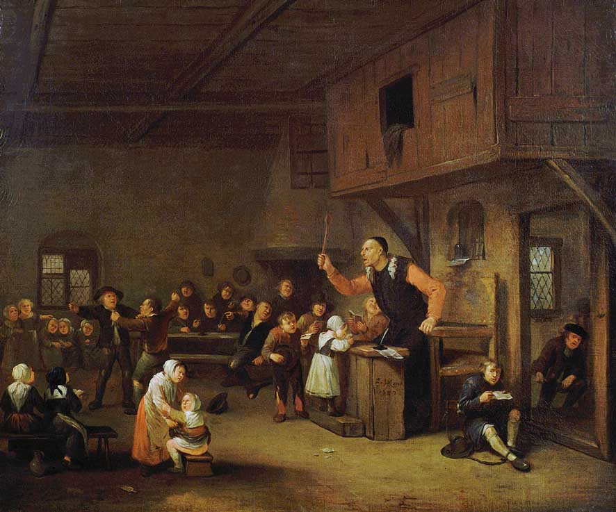 Peinture - Egbert van Heemskerck, Le maître d'école,1687