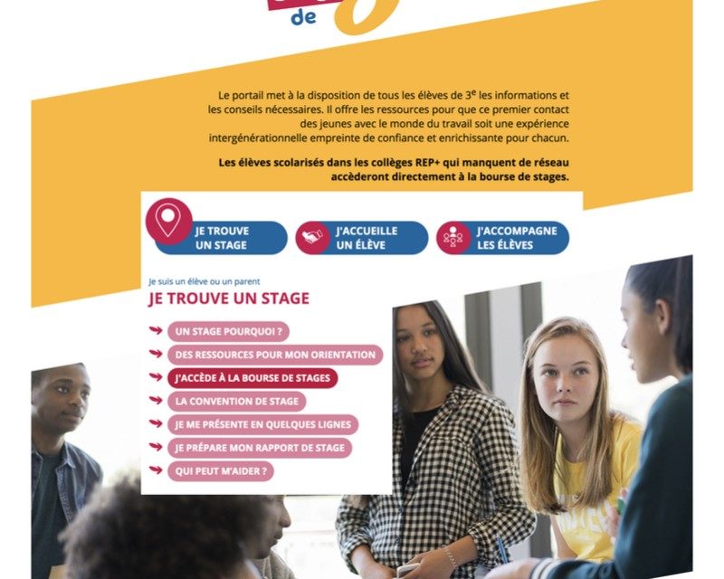 Stages de 3ème : une plateforme réservée aux jeunes scolarisés en REP+ mise en ligne