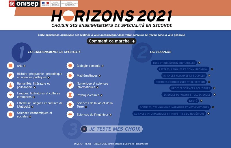 Choix des spécialités en classe de 2nde : l’Onisep lance « Horizons2021 »