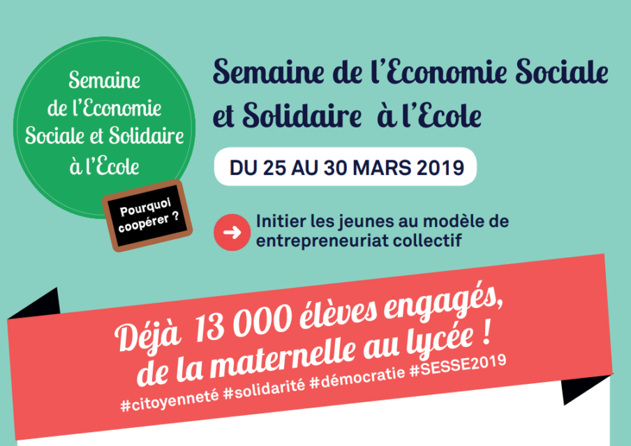 La Semaine de l’économie sociale et solidaire à l’école débute aujourd’hui
