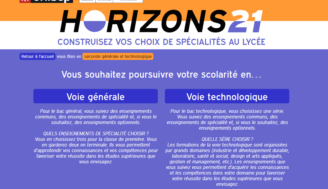« Horizons 21 », la plateforme pour aider les lycéens à choisir leurs spécialités