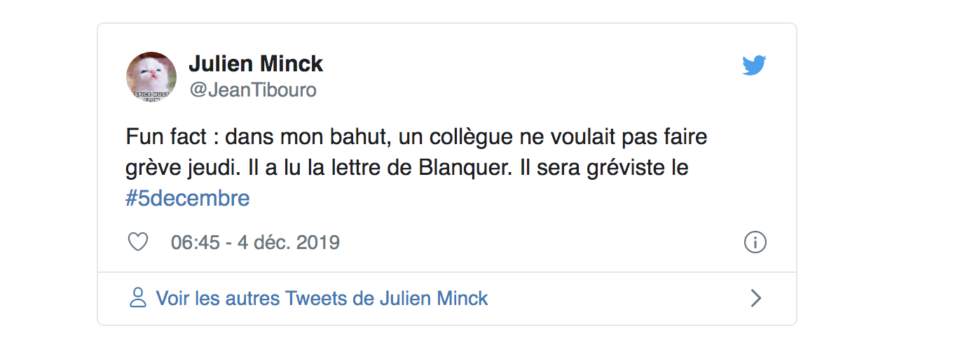 Grève du 5 décembre : les réactions des enseignants à la lettre de JM Blanquer