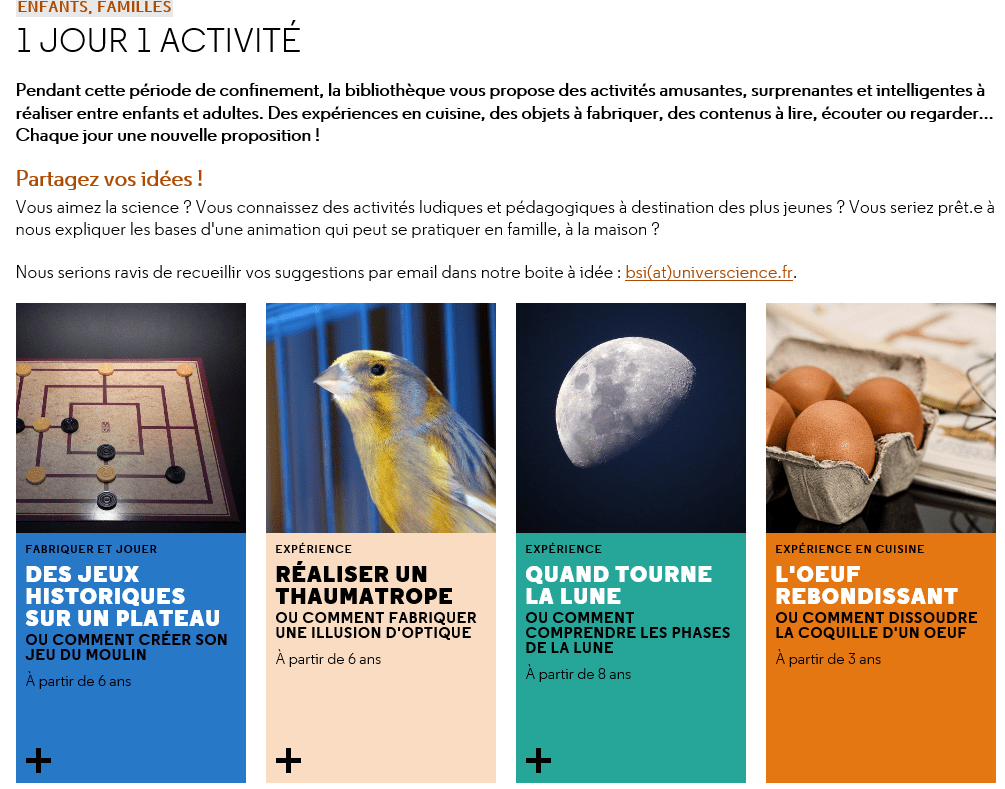 Science à la maison : des vidéos ludiques, jeux et activités en ligne  proposés par Universcience - VousNousIls