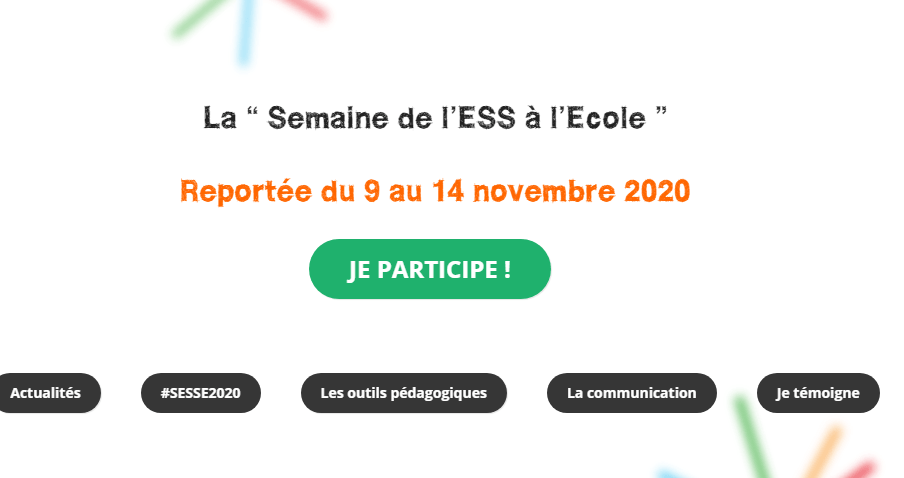 Semaine de l’ESS à l’école : l’édition 2020 reportée du 9 au 14 novembre
