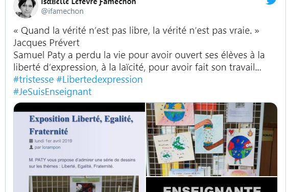 Assassinat de Samuel Paty : nombreux hommages à l’enseignant sur les réseaux sociaux