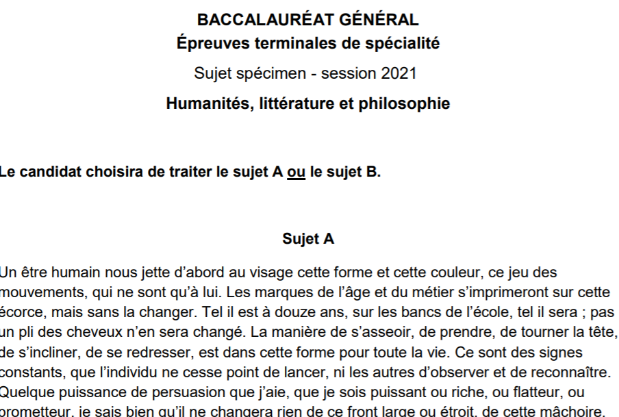 sujet de dissertation bac blanc francais