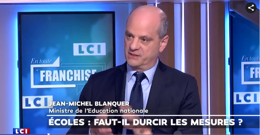 Contamination par son enfant : « assumer ce risque quand on est parent me paraît peu de chose » comparé à la déscolarisation (Blanquer)