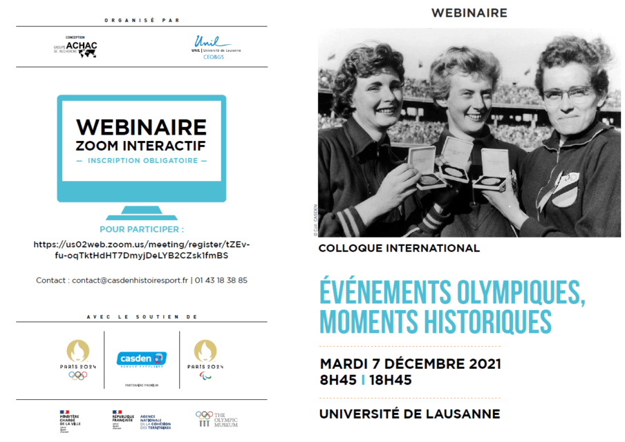 « Événements olympiques, moments historiques » : un colloque organisé le 7 décembre