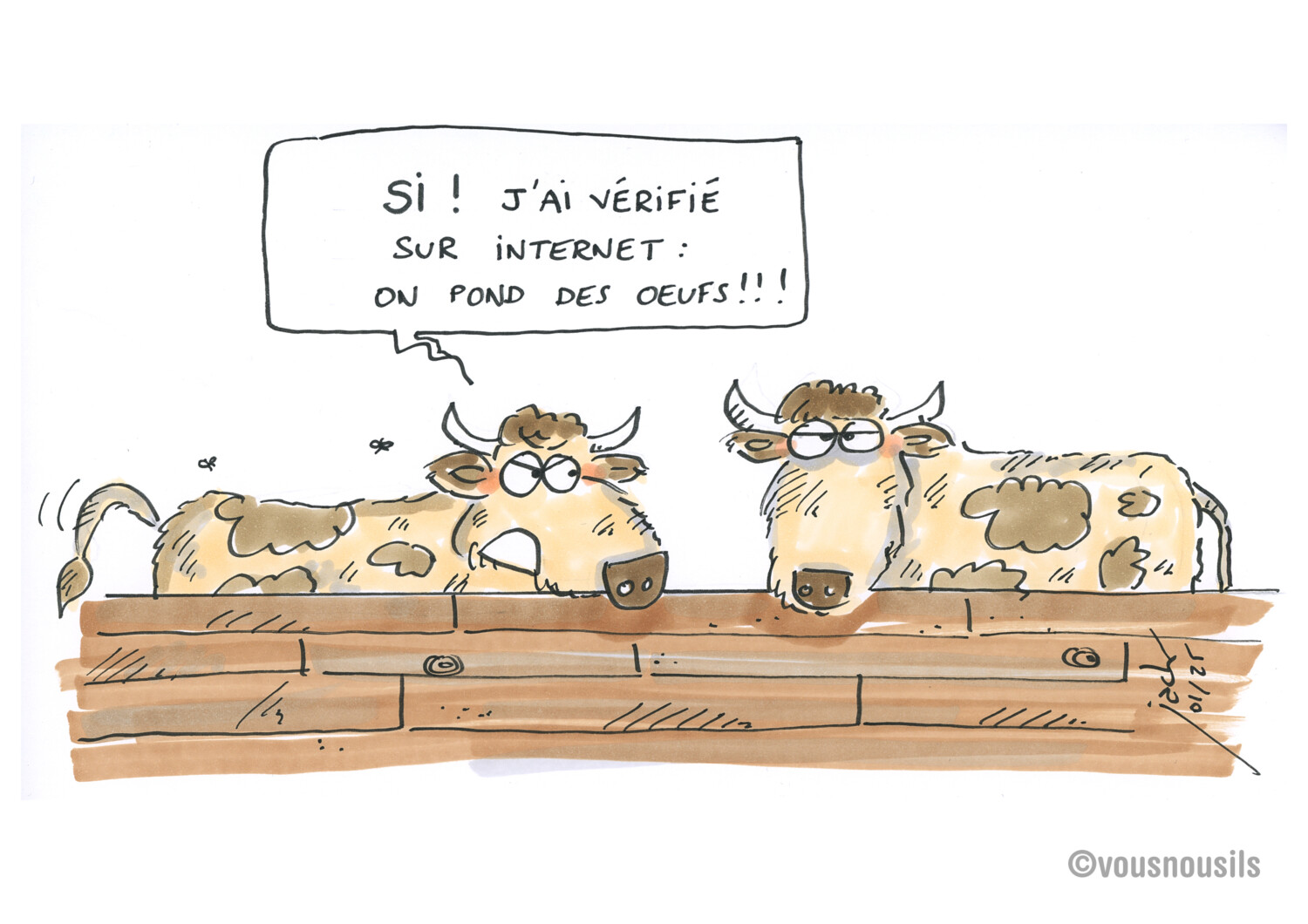 Les vaches pondent des oeufs, c'est l'IA qui le dit !! 2025-01 DESSIN Vousnousils encré 02