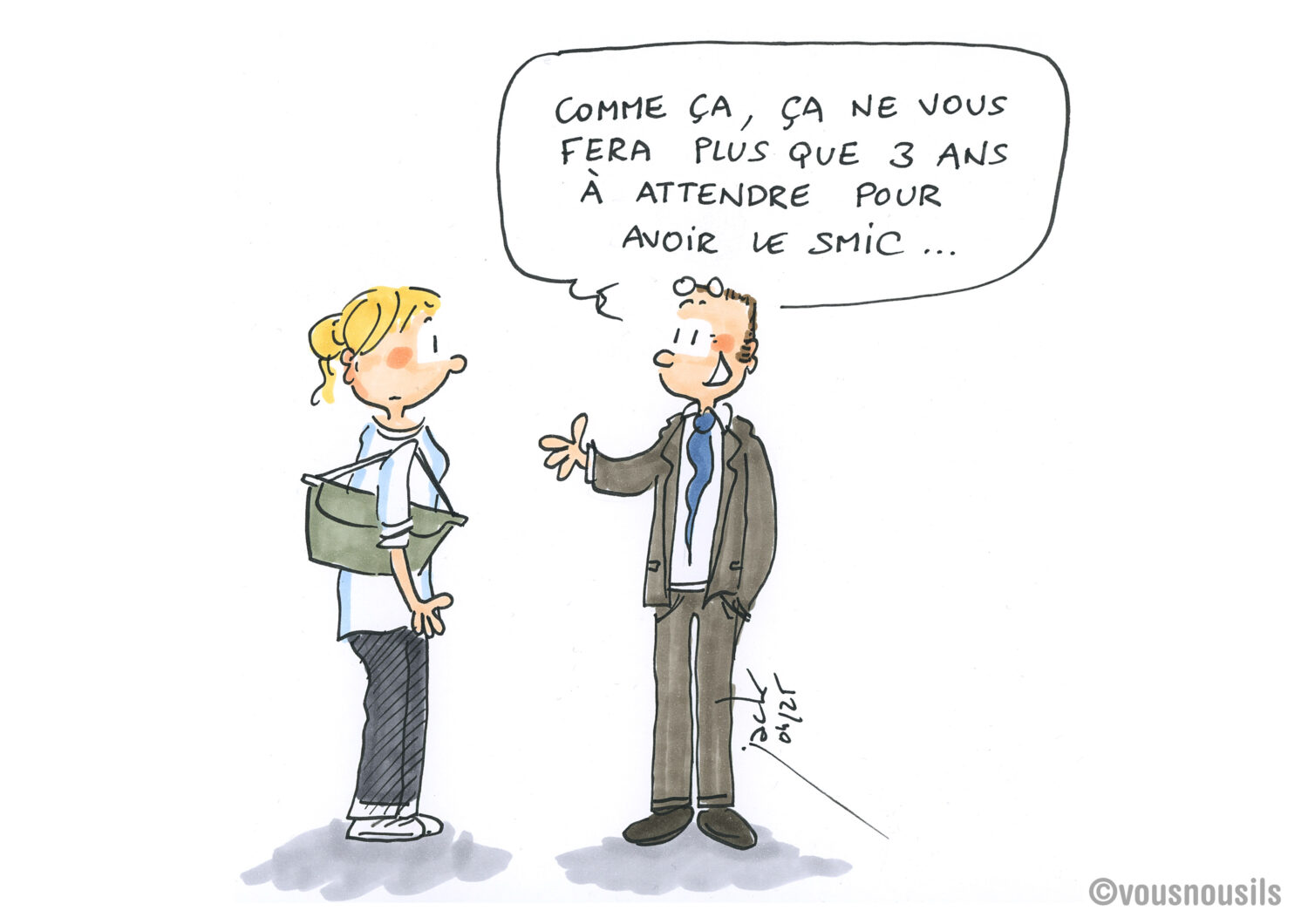 Devenir enseignant à bac+3 : être mal payé plus tôt ? 2025-04 DESSIN Vousnousils encré 02
