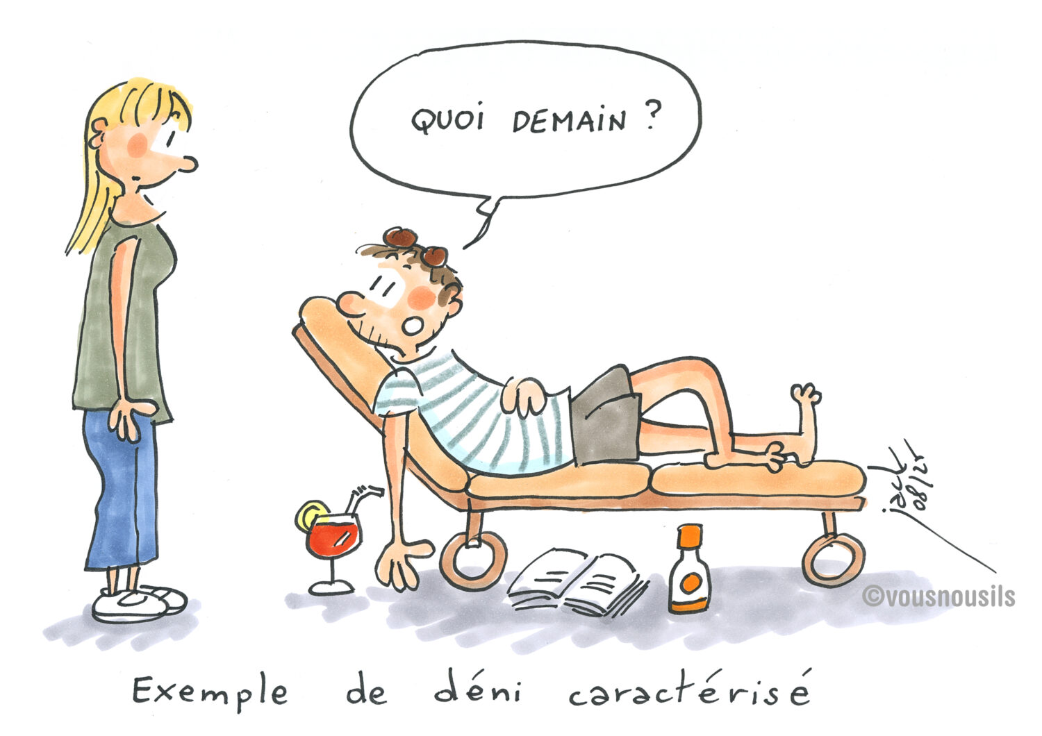 De la plage aux copies... Bonne rentrée aux profs ! 2025-08 DESSIN vousnousils encré 02