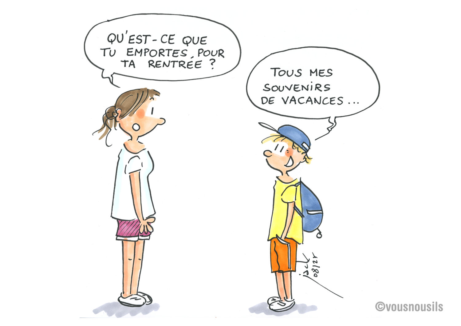 Rentrée des classes : "je viens avec mon été" 2025-08 DESSIN vousnousils encré 01