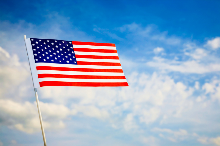 American flag against the sky